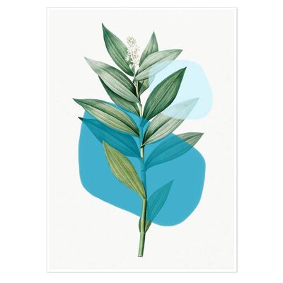 Botanical Leaf With Abstract Shapes Art Print 50x70cm