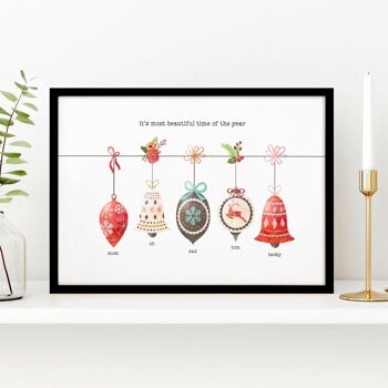 Cadeaux familiaux personnalisés pour Noël | impression d'art mural 24