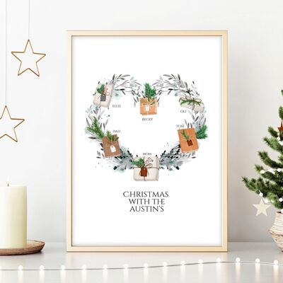 Personalisiertes Geschenk für die Familie | Wandkunstdruckdekor für Weihnachten