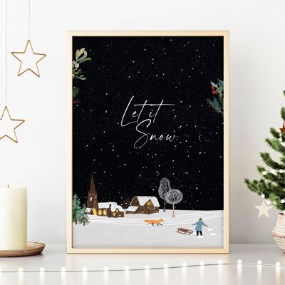 villaggio di decorazioni natalizie | stampa artistica da parete