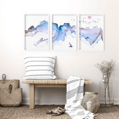 Küsten-Wandkunstdrucke | Set mit 3 Wandkunstdrucken