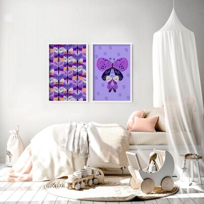 Colourful Butterfly nursery decor | set of 2 wall art prints