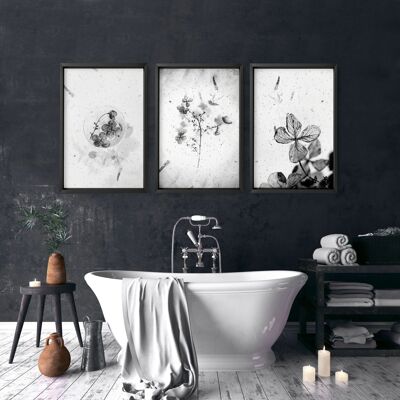 Stampe per un bagno | set di 3 stampe artistiche da parete