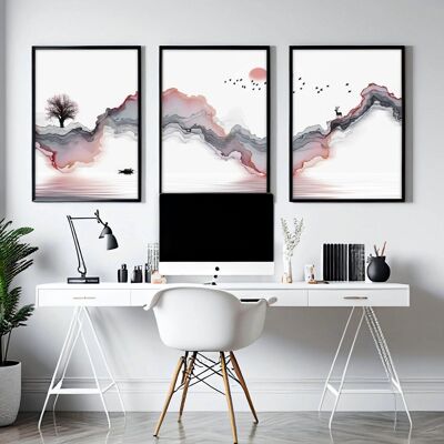 Drucke für Büros | Set mit 3 Wandkunstdrucken