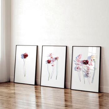 Estampes avec des fleurs | lot de 3 impressions murales 3