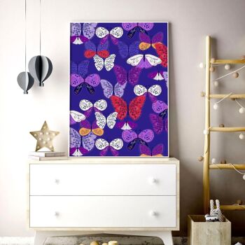 Papillon mur violet | lot de 2 tableaux muraux pour chambre de petite fille 3