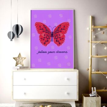 Papillon mur violet | lot de 2 tableaux muraux pour chambre de petite fille 4