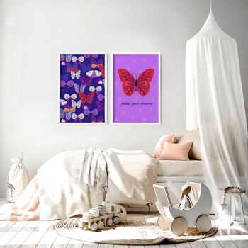 Papillon mur violet | lot de 2 tableaux muraux pour chambre de petite fille 5