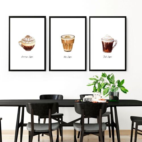 Coffee decor for kitchen | set of 3 wall art prints
