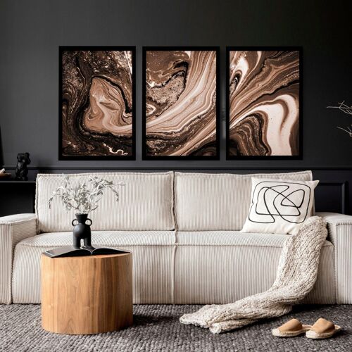 Copper Wall art contemporary | set of 3 wall art prints