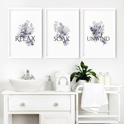 Country bathroom decor | Set of 3 wall art prints