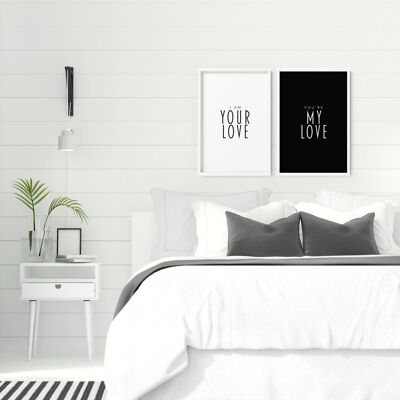Couple anniversary gift idea | set of 2 wall art prints for Bedroom