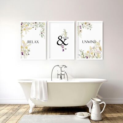 Relax soak unwind wall art | Set of 3 art prints