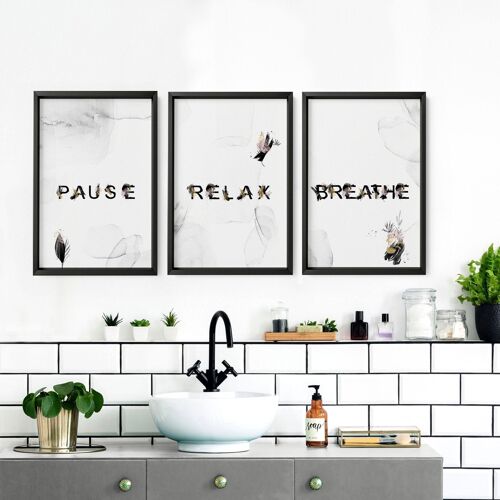 Relaxing wall art | set of 3 wall art prints for Bathroom