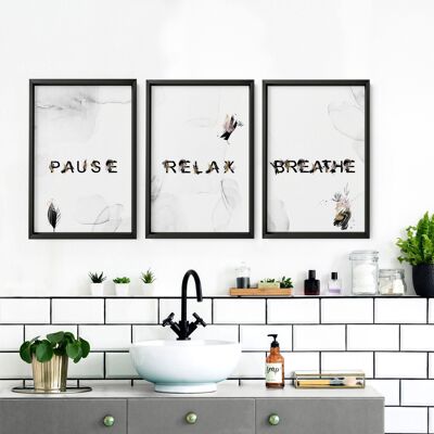 Entspannende Wandkunst | Set mit 3 Wandkunstdrucken für das Badezimmer