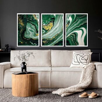 Art abstrait mur vert sauge | lot de 3 impressions murales 3