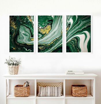 Art abstrait mur vert sauge | lot de 3 impressions murales 4