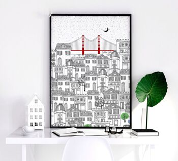 Affiches de voyage d'art de mur de San Francisco | Lot de 2 tableaux muraux 4