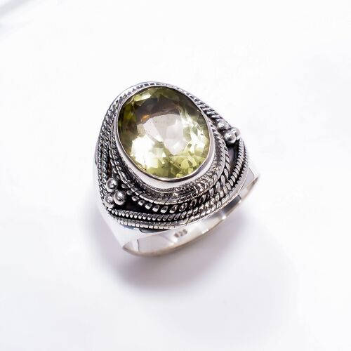 Green Amethyst Handmade Ring made up of 925 Sterling Silver