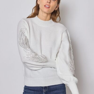 Sweater with beaded sleeves - FM609