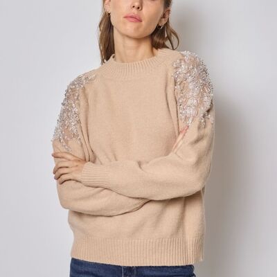 Sweater with beaded sleeves - FM607