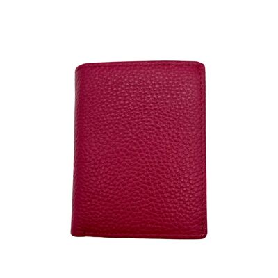 SMALL FUSHIA GRAINED LEATHER RFID WALLET