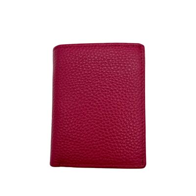 PETIT PORTE FEUILLE  CUIR GRAINE FUSHIA  RFID