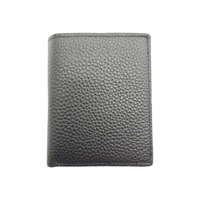 SMALL BLACK GRAINED LEATHER RFID WALLET