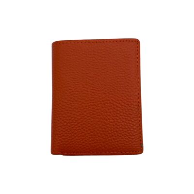 SMALL ORANGE GRAINED LEATHER RFID WALLET