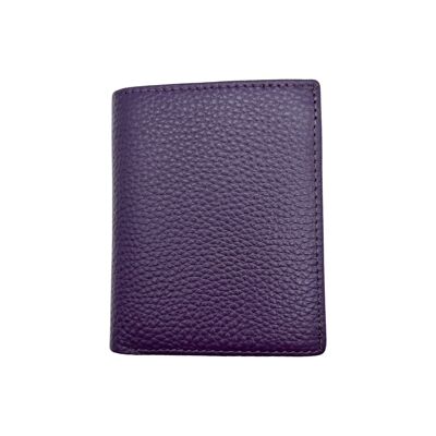 SMALL PURPLE GRAINED LEATHER WALLET RFID