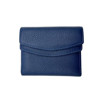 PORTE FEUILLE ET MONNAIE CUIR GRAINE BLEU RFID 1