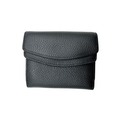 BLACK GRAINED LEATHER RFID WALLET AND COIN