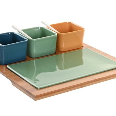 APERITIVO SET 8 BAMBU PORCELANA 30X30X6 MULTICOLOR PC202755