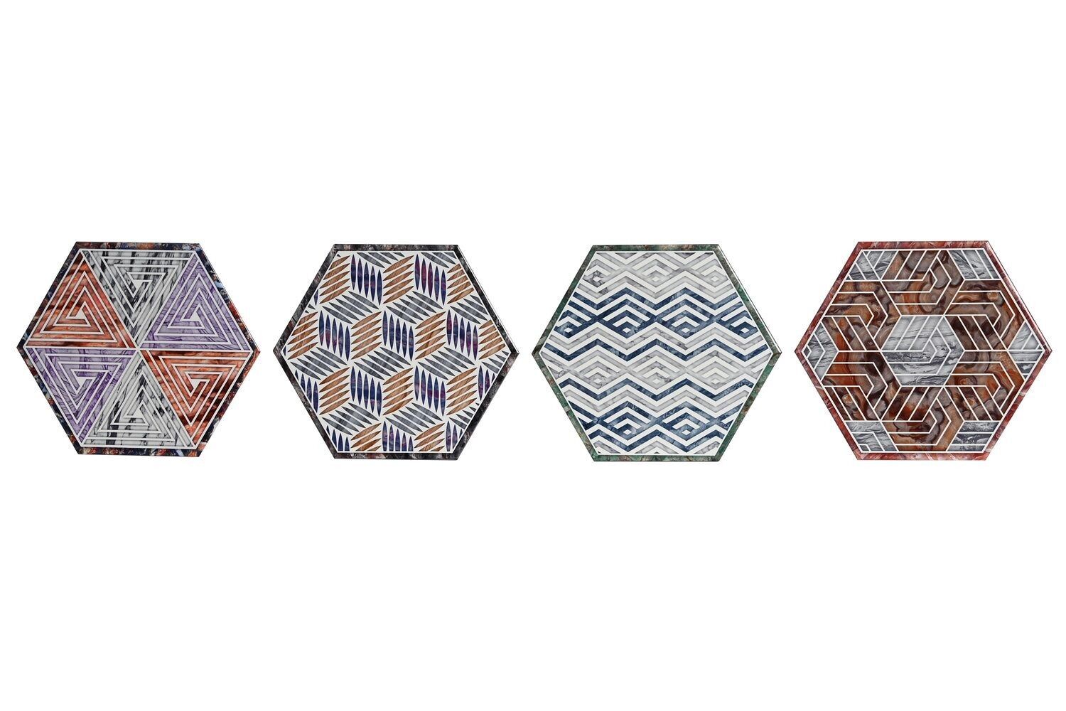 PLACEMAT DOLOMITE 20X20X1 GEOMETRIC 4 ASSORTED. PC204872