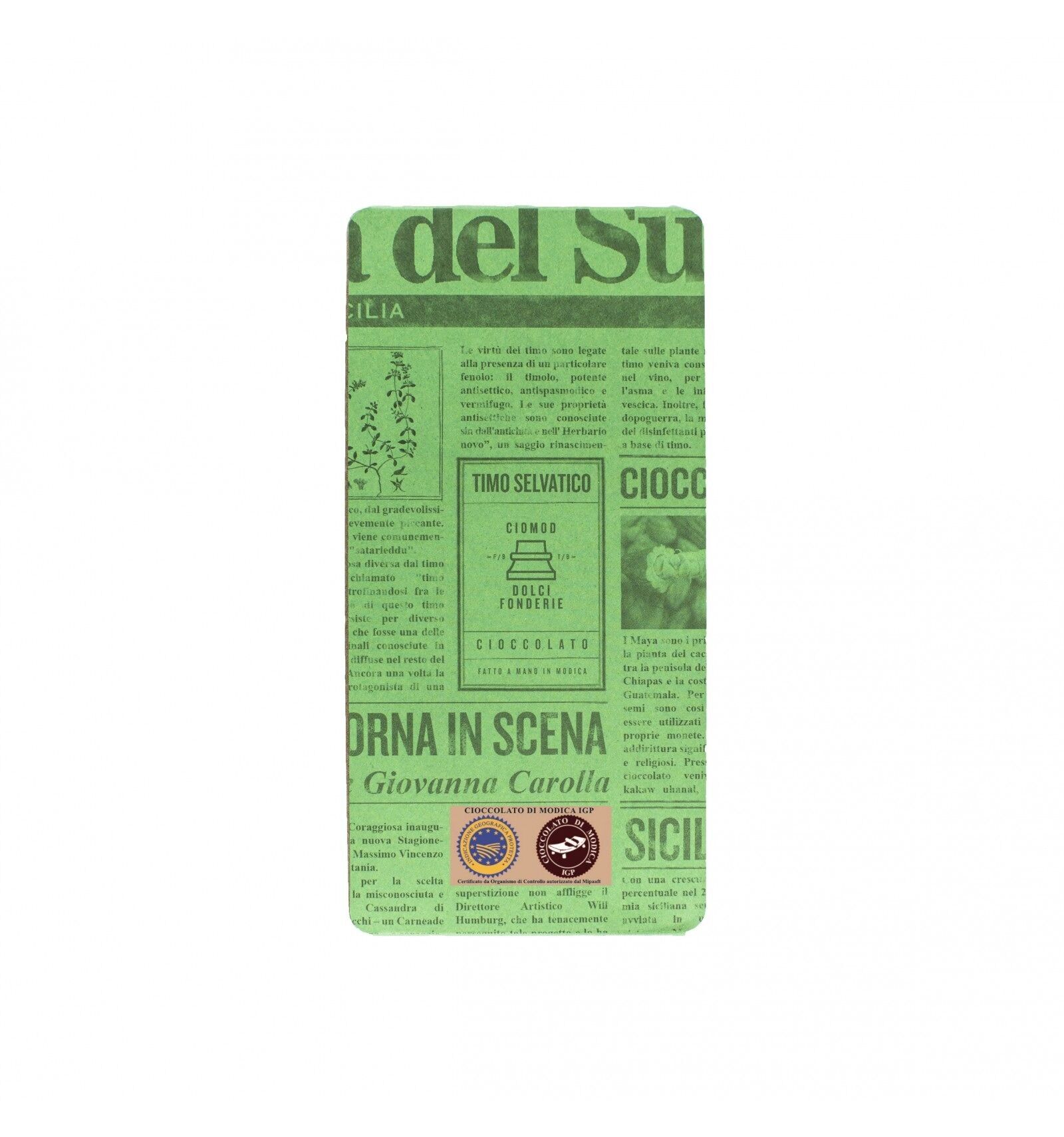 Tavoletta di cioccolato di Modica IGP al timo selvatico