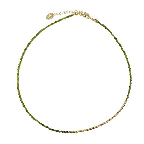 Fine beaded necklace - Olive green