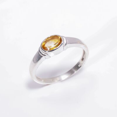 925 Sterling Silver Citrine Gemstone Handmade Ring