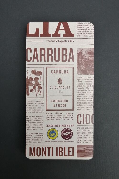 Tavoletta di cioccolato di Modica IGP con Carruba
