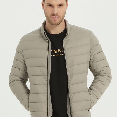 GRAY BEIGE high collar padded jacket
