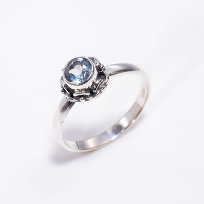 Bague en argent sterling 925 naturel avec topaze bleue suisse