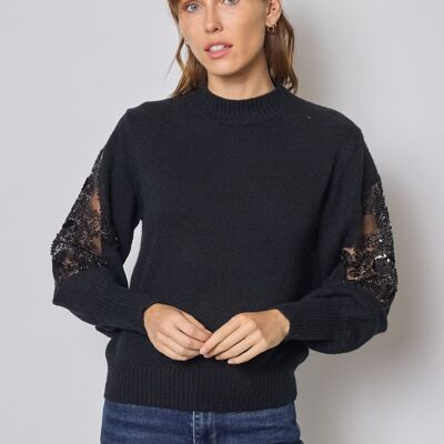 Sweater with beaded sleeves - FM608