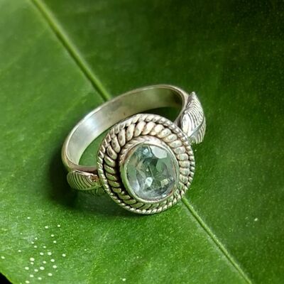 Natural Mystic Topaz 925 Oxidised Silver Handmade Boho Ring