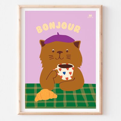 Affiche - décoration maison - bonjour Chat