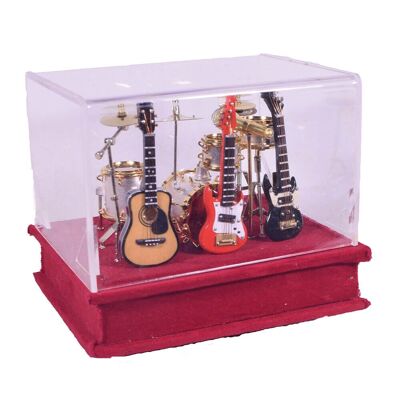 Mini Batería Banda Musical con 3 Guitarras en Miniatura