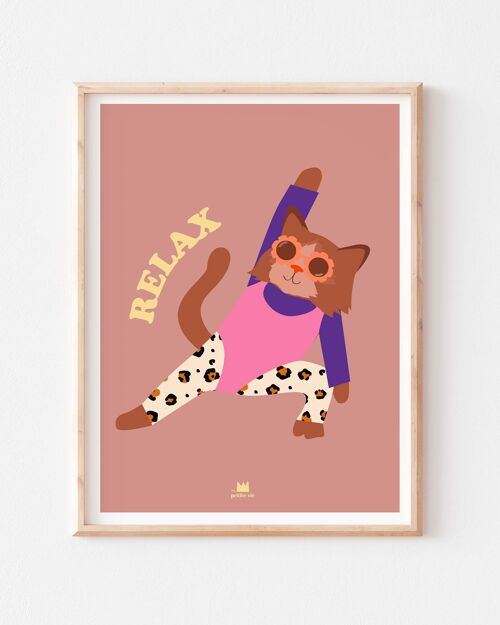 Affiche - décoration enfant - chat aerobic