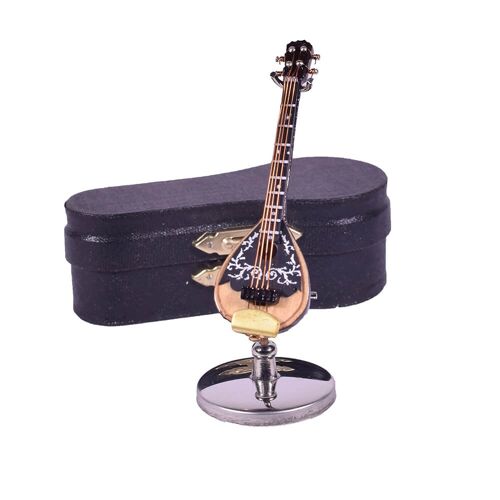 Mini Wooden Bouzouki Miniature with Stand and Case 10cm