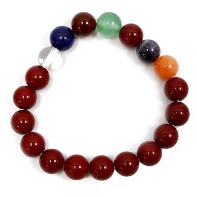 3 Pulseras Chakras con jaspe rojo