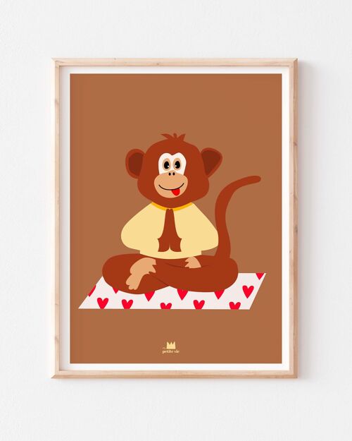 Affiche - décoration enfant- Yoga singe