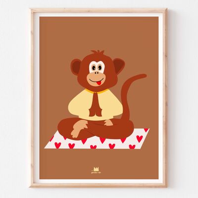 Affiche - décoration enfant- Yoga singe