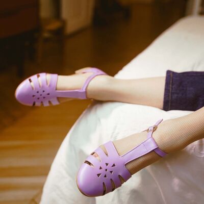 Carol - Lilac Leather Sandals